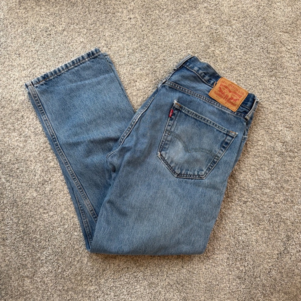 Levis 505 Regular Fit Straight Leg Jeans Mens 34x30 Medium Wash Blue Denim